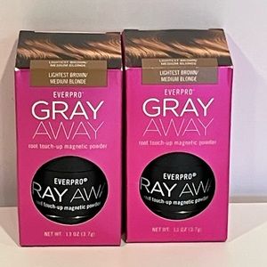 2 EVERPRO Lightest Brown/Medium Blond Gray Away Root Touchup Magnetic Powder NEW
